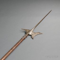 Iron Halberd with Wooden Haft